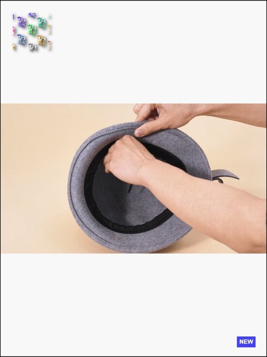 Wool Felt Bucket Hat Vintage Cloche Fedora Winter Church Bowler Hat main image 6